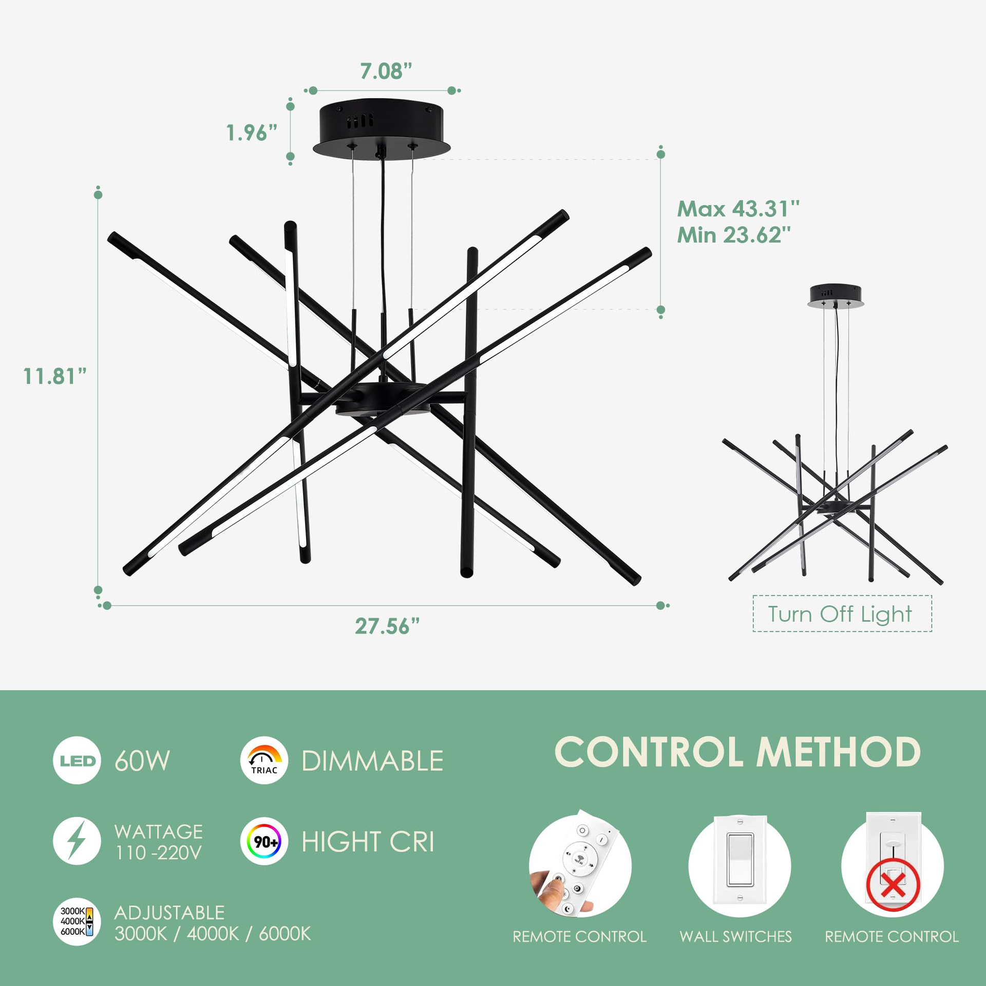 Moderno lujoso nórdico minimalista sala de estar dormitorio dormitorio línea desmontable lámpara de techo candelabro de comedor colgante moderna y simple