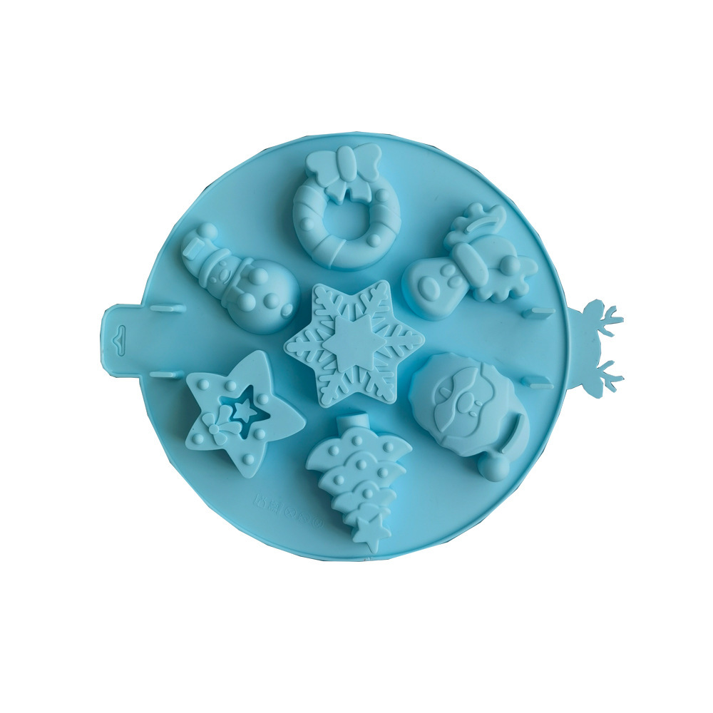 Redondo 7 Navidad 77 molde de silicona pastel helado pudín molde de postre jabón utensilios