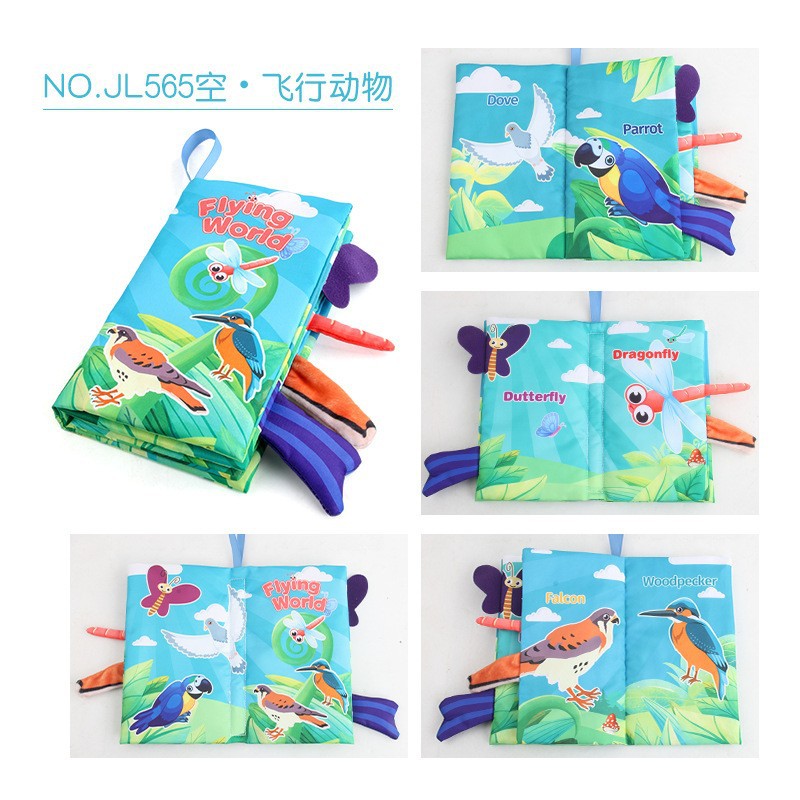 Bebé Infantil Educación Temprana animal cola libro de tela animal marino libro de Palma dinosaurio bosque animal libro de tela juguete
