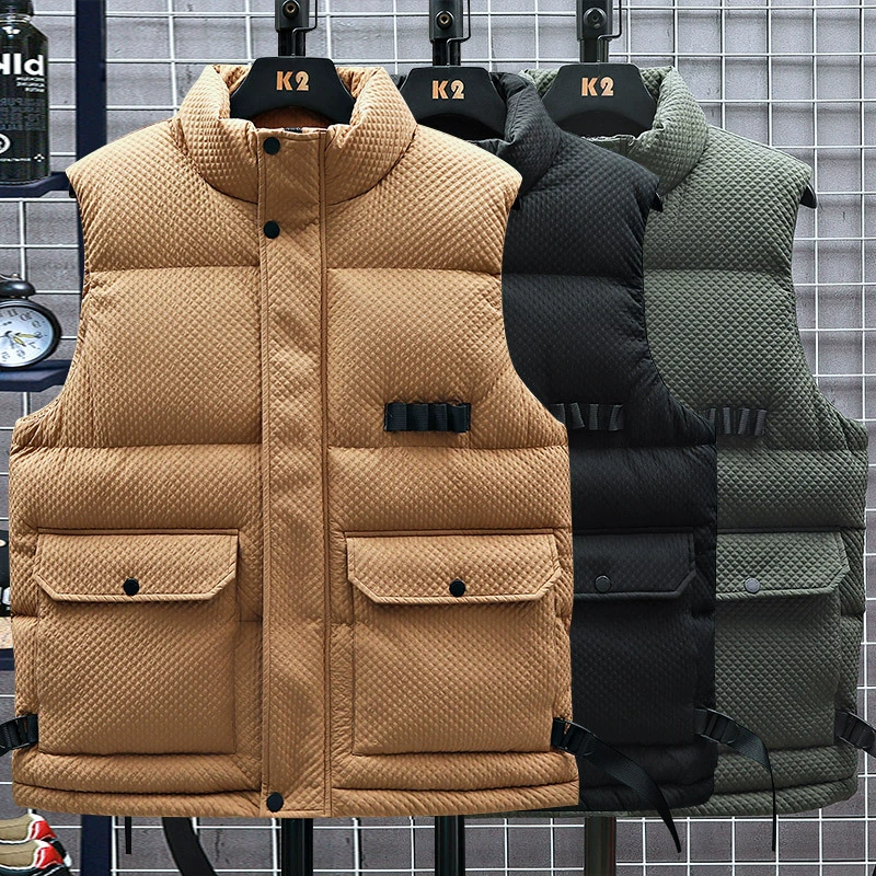 Рабочие жилеты мужские осенние и зимние тренды дикие теплые плечи жилеты большого размера плюс толстые свободные повседневные мужские жилетки