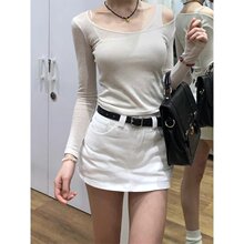 白色牛仔短裙女春夏2025新款遮肉显瘦小个子a字包臀裙半身裙裤裙