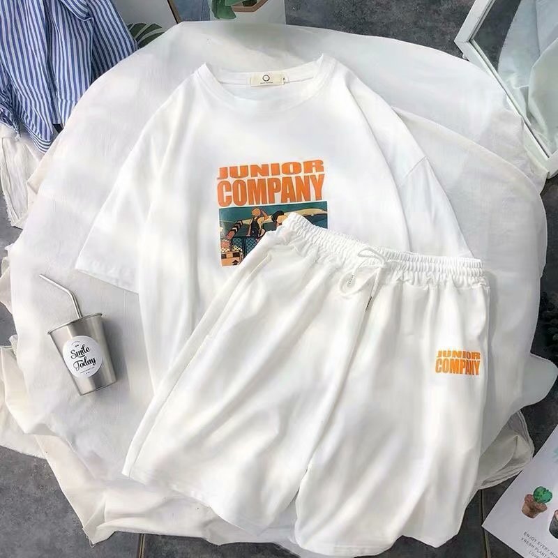 Deportes de verano corriendo traje casual pantalones cortos para hombres marca de moda guapo juego suelto Camiseta de manga corta traje de hombre