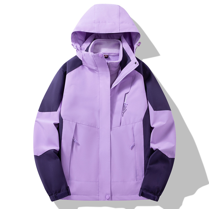 Chaqueta de pareja al aire libre de los hombres y las mujeres forrado de lana tres en uno desmontable de dos piezas a prueba de frío traje de Montañismo