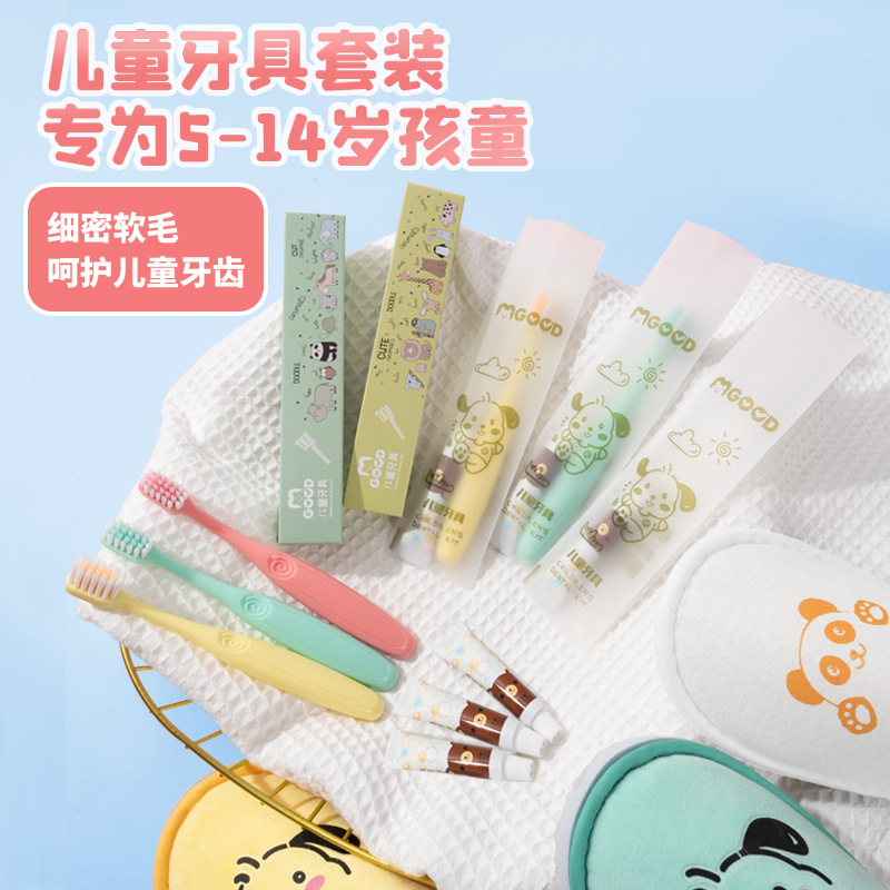 Hotel Disposable Kidsren's Toothbrush with Toothpaste Hotel B&b Soft-bristled Toothbrush Set Kidsren's Slippers Travel Home