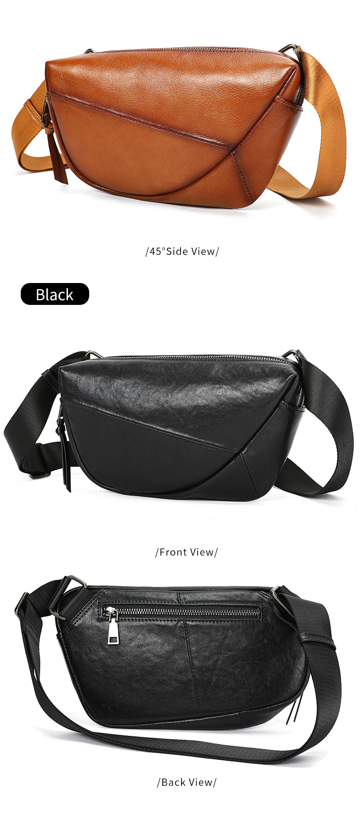 Túi đeo chéo nam da bò vintage phong cách saddle bag nhỏ gọn — Đen, Nâu cà phê xước, Cà phê, Nâu đậm chi tiết 3