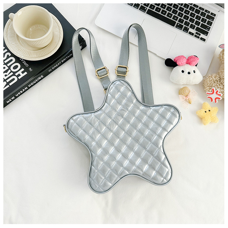 2025 New style fashionable star Backpack, diamond-shaped PVC jelly bag, fresh and sweet campus ladies' backpack undefined
