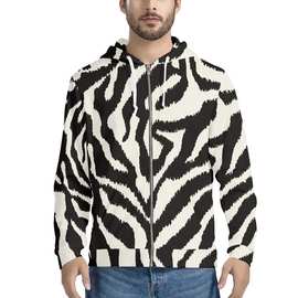加绒款男士拉链卫衣印花图片设计奶牛斑马代发批发亚马逊新品休闲