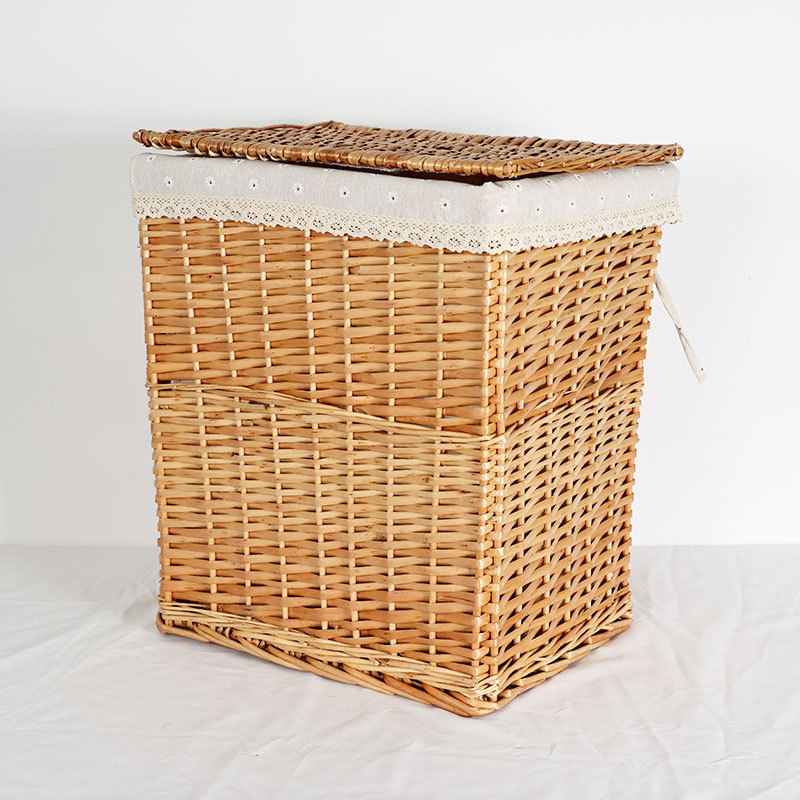 Cesta de ropa tejida de ratán al por mayor ropa sucia cesta de almacenamiento tejida cesta de lavandería tejida de paja cesta de almacenamiento con tapa cesta de lavandería de tela