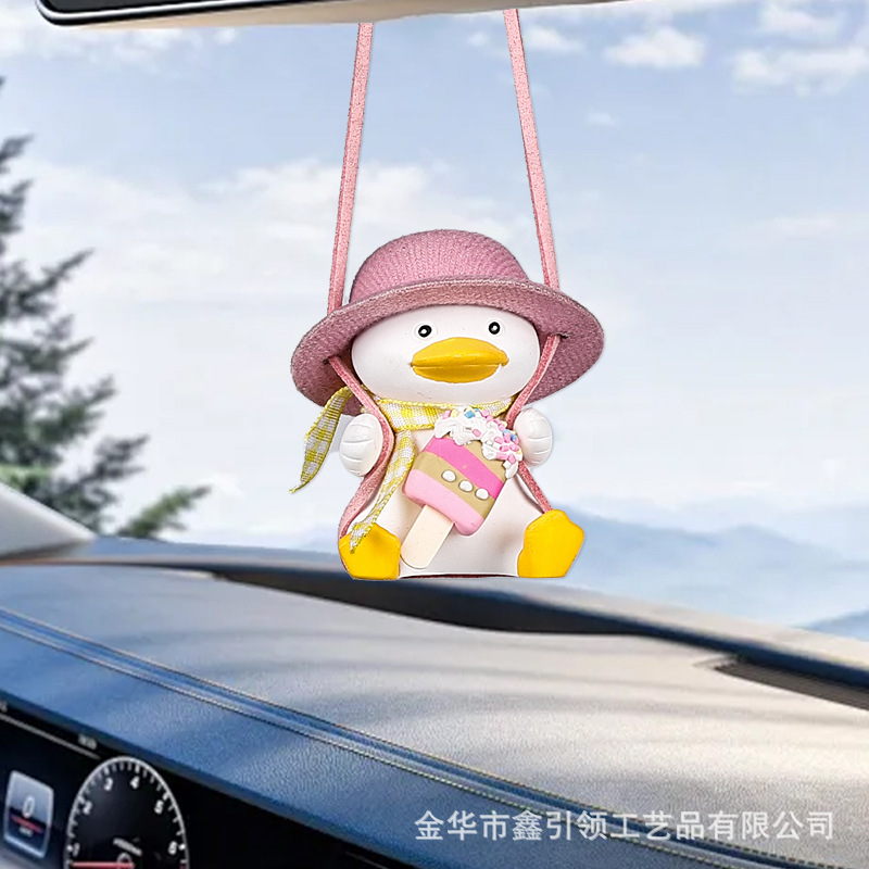 Cross-Border Wholesale Car Hanging Ornaments Swing Duck Car Rearview Mirror Car Interior Decoration Car Hanging Decorations Car Accessories