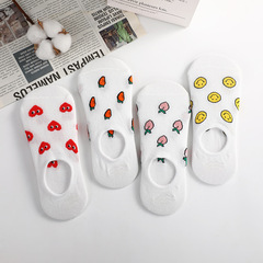 Cartoon Fruit Boat Socks for Women, Casual Low-Top Invisible Socks, Japanese Student Short Socks, Summer Thin Socks