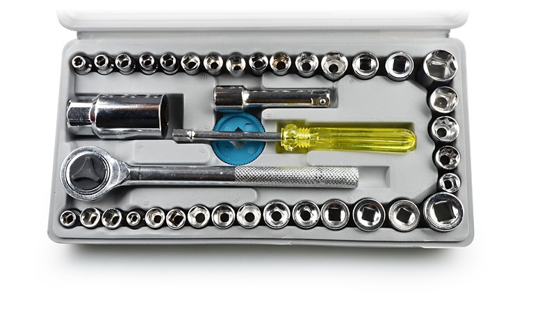 Tool set, hardware tool heads, 40-piece socket set, household and automotive repair ratchet wrench combination box