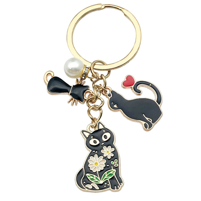 国境を越えた売れ筋のかわいい子猫漫画動物バッグペンダントクリエイティブキーホルダーリングオイルドリップ合金小さなギフト|undefined