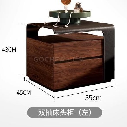 Mesita de noche retro italiana, armario de almacenamiento de doble bombeo, dormitorio principal, armario de almacenamiento junto a la cama de estilo antiguo, nogal doméstico