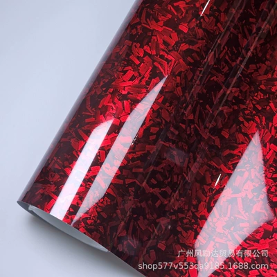 Cross-border explosion PET forged carbon fiber red sticker central control interior bright black rearview mirror full body film