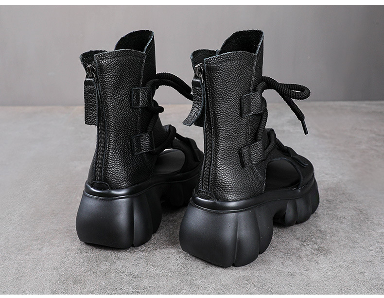 Dép sandal nữ mùa hè peep-toe đế dày platform phong cách La Mã — Màu be chi tiết 11