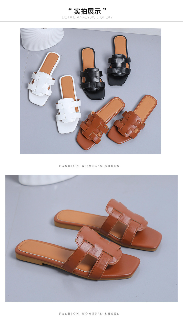 Verão novos chinelos femininos outerwear elegante plana férias sapatos de praia uma linha sandálias comércio exterior tamanho grande_voghion.com