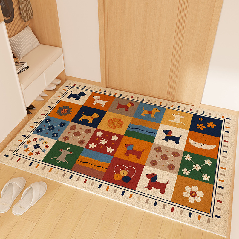 Cartoon Dopamine Entryway Doormat Silk Loop Foot Cuttable Entrance Shoe Changing Area Dust Removal Dirt Wiping Non-Slip_voghion.com