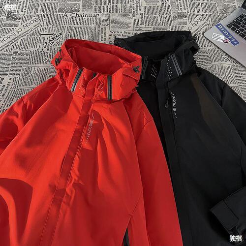 Autumn Functional Windproof Jacket for Men, Trendy Brand, Youthful Design, Black Samurai Style Hiking Jacket