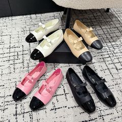 鼎版~小香风拼色玛丽珍鞋2025新款软底小皮鞋拼接一字扣单鞋女鞋