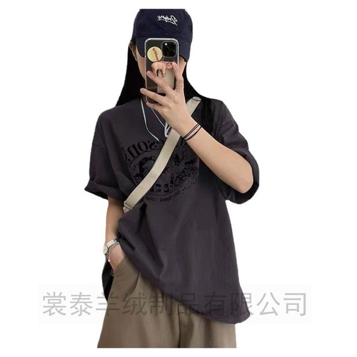 200g heavy weight short-sleeved T-shirt women's summer new Korean all-matching half-sleeve T-shirt Hong Kong style couple's blouse T-shirt trend