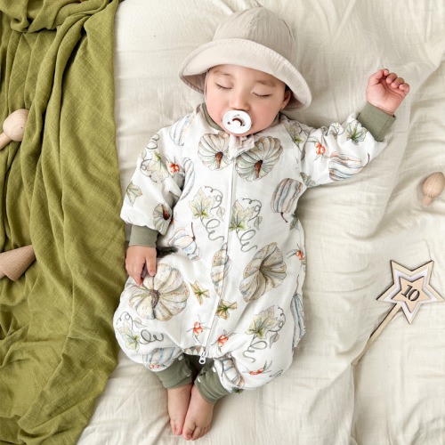 ins baby gauze sleeping bag one-piece pajamas Category A children's split-leg sleeping bag spring, autumn and summer baby anti-kick quilt four seasons