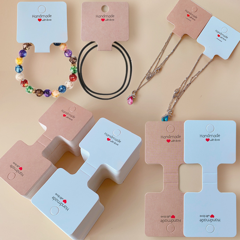 跨境大号对折爱心卡片皮筋卡纸项链钥匙扣卡头发圈头绳吊牌