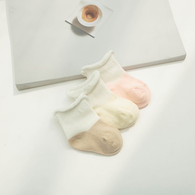 Calcetines delgados del bebé de la malla del algodón fino del verano 0-1 años de edad calcetines flojos deshuesados recién nacidos de la boca del bebé 0-3 años calcetines del algodón