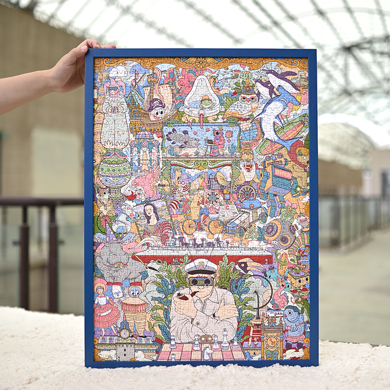 Professional Solid Wood Aluminum Alloy Puzzle Photo Frame 5070 Simple Modern Framed 1000 Pieces Blue Picture Frame Can Be Customized