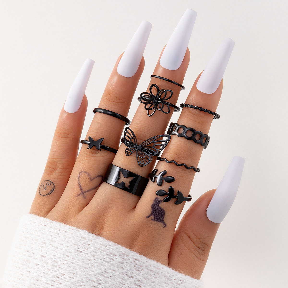Butterfly Pattern Unisex Gender Fashion Butterfly Alloy Plating Hollow Out Unisex Rings