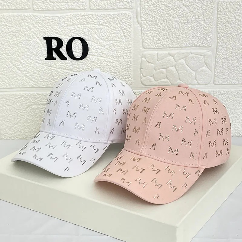 Primavera e outono lazer infantil ins todo quente diamante carta m moda pato língua chapéu verão versátil_voghion.com