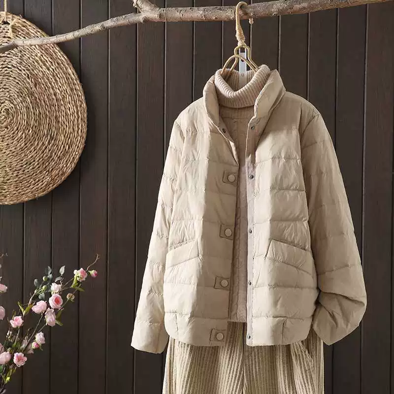 Реальная стрельба 2024 новый литературный большой размер тонкий короткий хлопковый костюм женский зимний толстый теплый повседневный пиджак