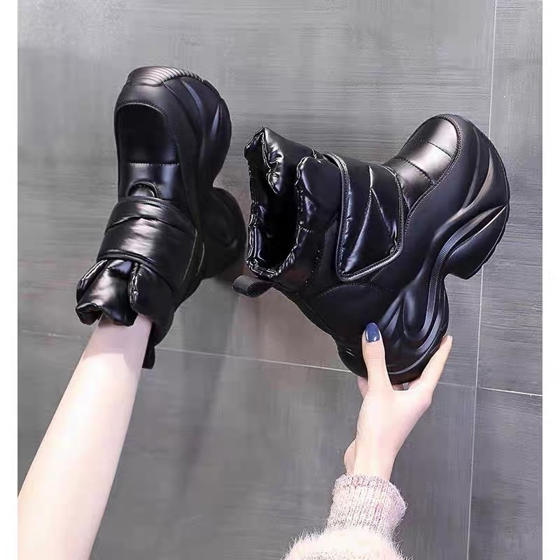 Inner Height Increase Snow With Fleece Lining, Thick Sole, Waterproof Cotton Shoes For Women, 2025 Winter New Style,_voghion.com