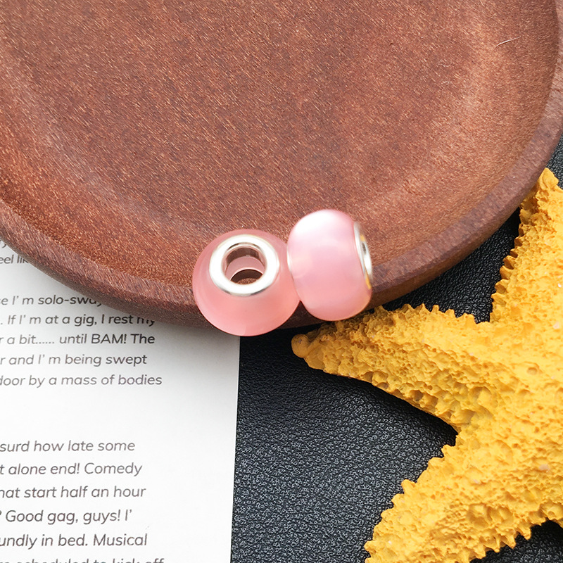 1 Rosa panjia agujero grande cuentas de colores accesorios de joyería redonda hecha a mano pulsera espaciador cuentas 20 estilos disponibles