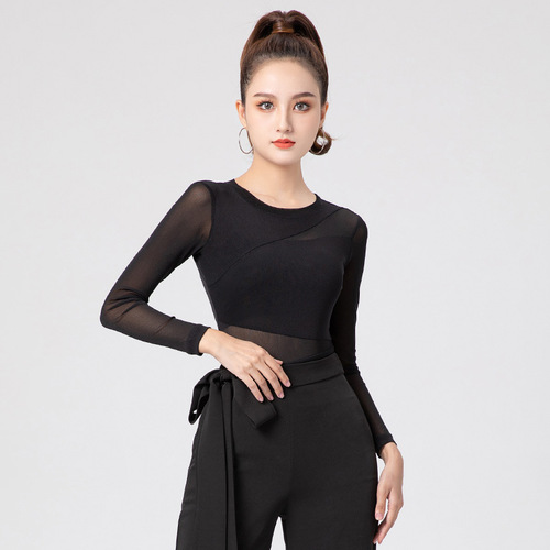 Dance practice clothing tops women's body dance clothing long-sleeved one-piece modern Latin classical Chinese dance training autumn
