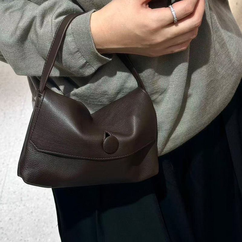 Minimalist Cashmere Suede Button Sally Bag Simple Mobile Phone Bag Satchel Fashion Women's Bag Normcore Small Square Bag
