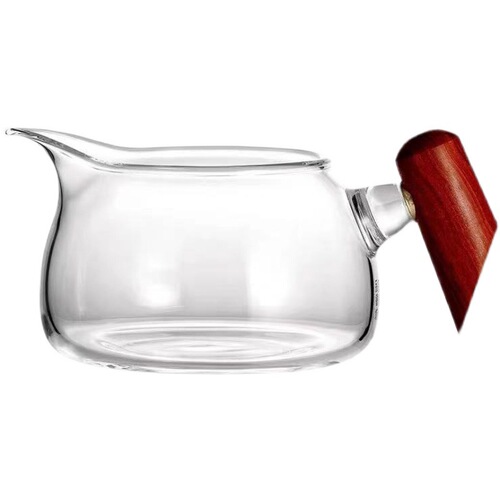 Side handle glass fair cup thickened heat-resistant male cup creative Kung Fu tea set wooden handle tea sea household small capacity male cup