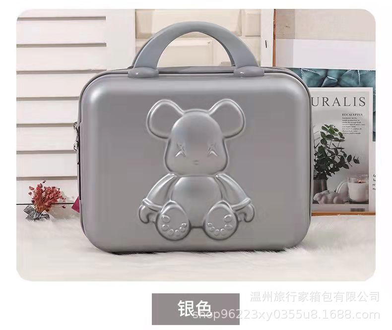 Maleta equipaje caso cosmético 14 pulgadas dibujos animados lindo oso contraseña bloqueo caja de almacenamiento mano regalo oso caja