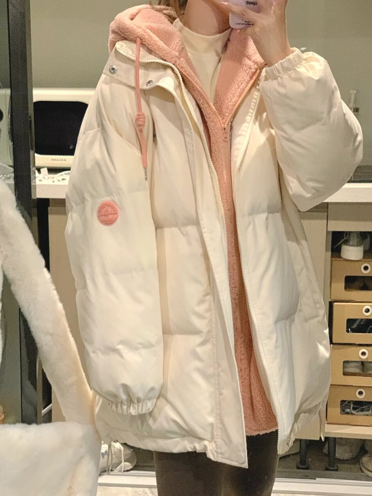 2025 Hong Kong Style New Couple Winter Cotton Hooded Jacket Men and Women Color-Blocking Hong Kong Style Puffer Jacket