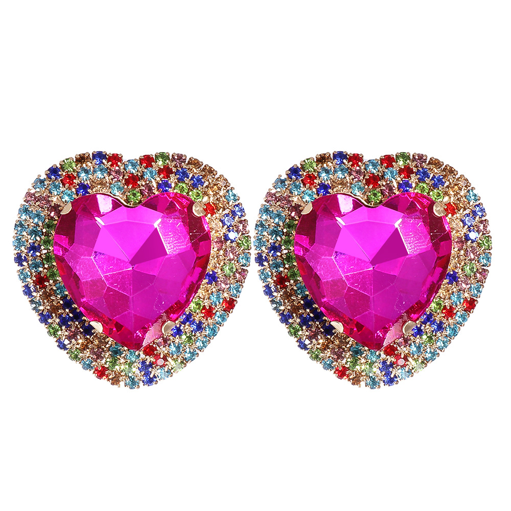 fashion heart-shaped alloy diamond earrings