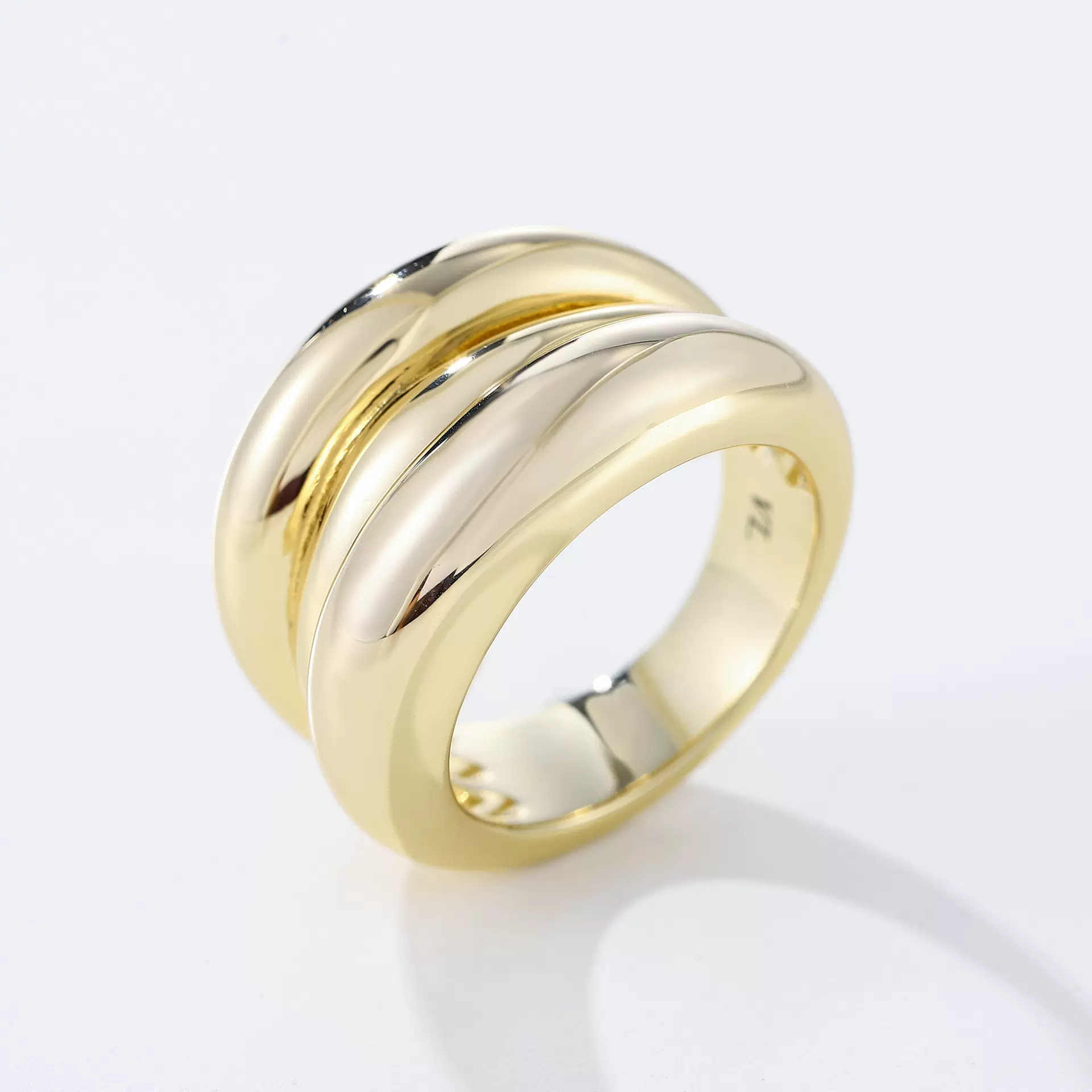 时尚镀金多层戒指高级感个性潮流百搭设计感素圈食指戒指手饰货源