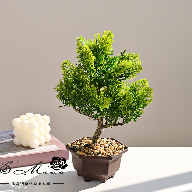 Suministro directo de fábrica de Yiwu flor artificial decoración casera creativa maceta artificial Flor Artificial bienvenida Pino artificial planta verde bonsai