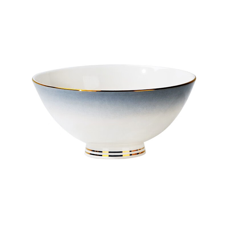 Tangshan tazón doméstico nuevo tazón de fideos hueso porcelana cubiertos sopa tazón de pintura dorado color gradiente puede microondas tazón de cerámica