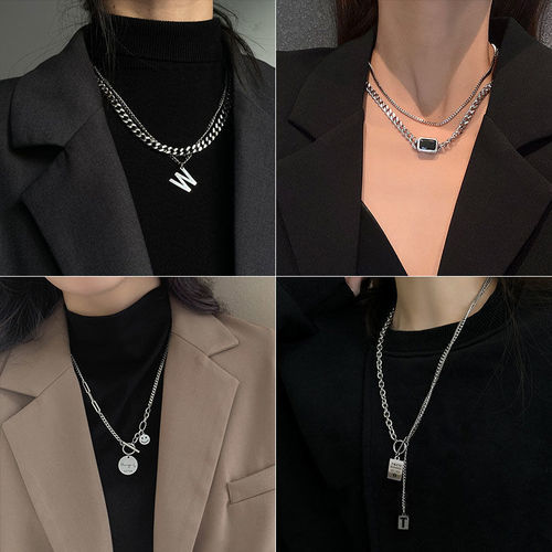 Korean Version Ins Trendy Titanium Steel Heart Pearl Necklace for Women Cool Style Versatile Clavicle Chain Unique Design Sister Chain