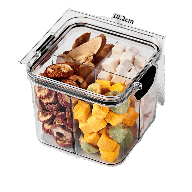 Tanque sellado de grado alimenticio Caja de almacenamiento transparente engrosada de plástico Tanque de almacenamiento de bocadillos cuadrado Tarro de almacenamiento de granos integrales