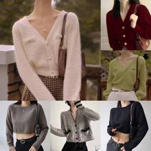 外单欧货针织开衫女圆领重工立体钩花短款上衣女装尾单库存服装