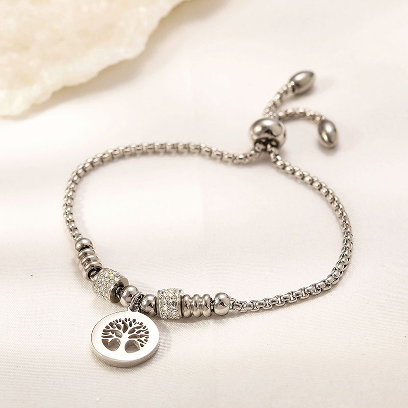 Zircon Chinese Ethnic Style Good Luck Tree of Life Bracelet Titanium Steel Plated 18K Real Gold Necklace Jewelry Manufacturer Wholesale