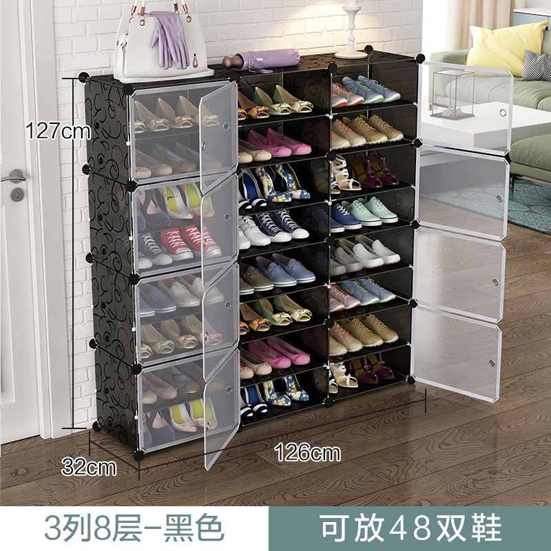 Estante de zapatos simple puerta doméstica multicapa de almacenamiento a prueba de polvo interior nuevo tipo 2026 alquiler transparente gabinete de zapatos de plástico