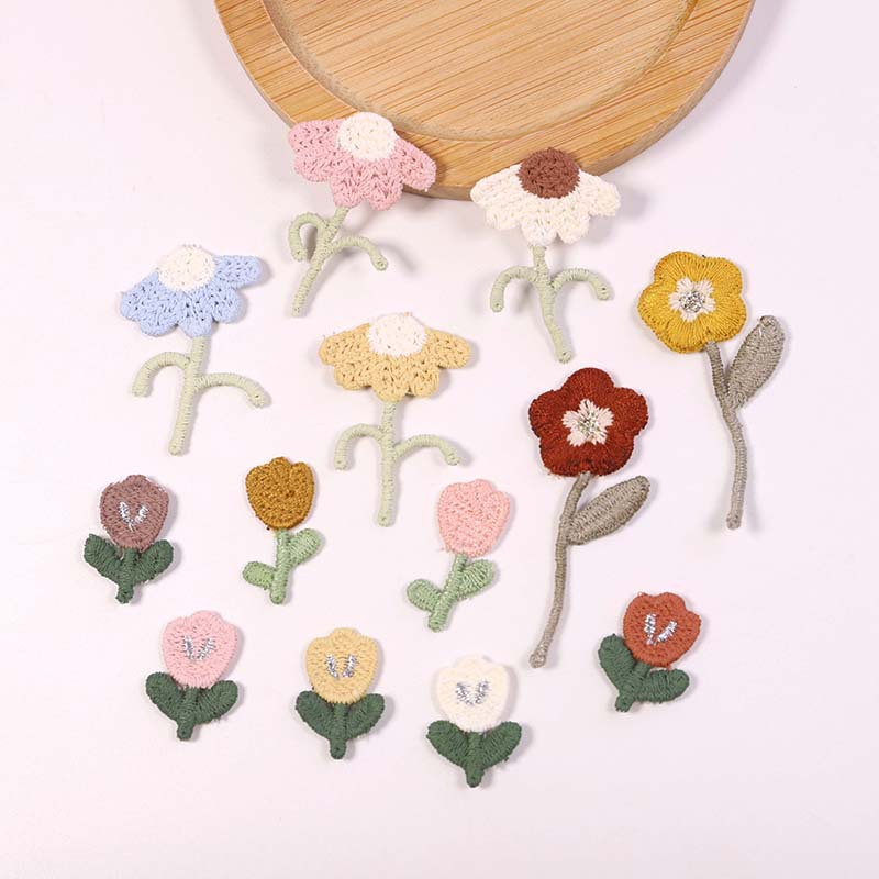 衣服手机壳鞋袜装饰刺绣布贴 diy涤纶多色半朵花系列补丁贴