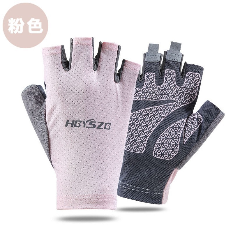 Protección solar medio dedo guantes hielo seda manicura hombres y mujeres delgada primavera y verano transpirable al aire libre equitación guantes de fuga de dedo