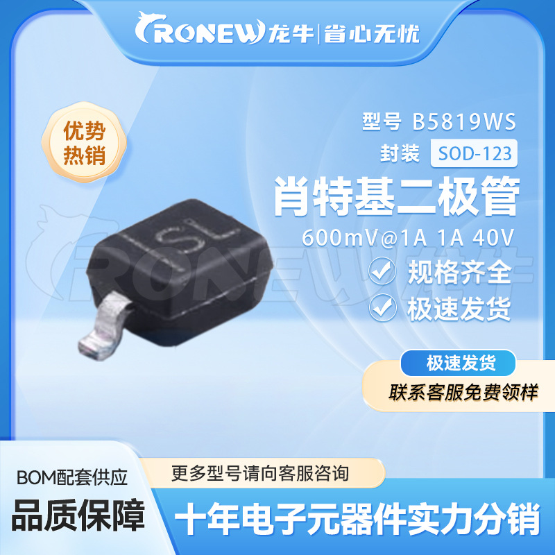 晶导 肖特基二极管 B5819WS 丝印SL 1A 40V SOD323  长期现货供应